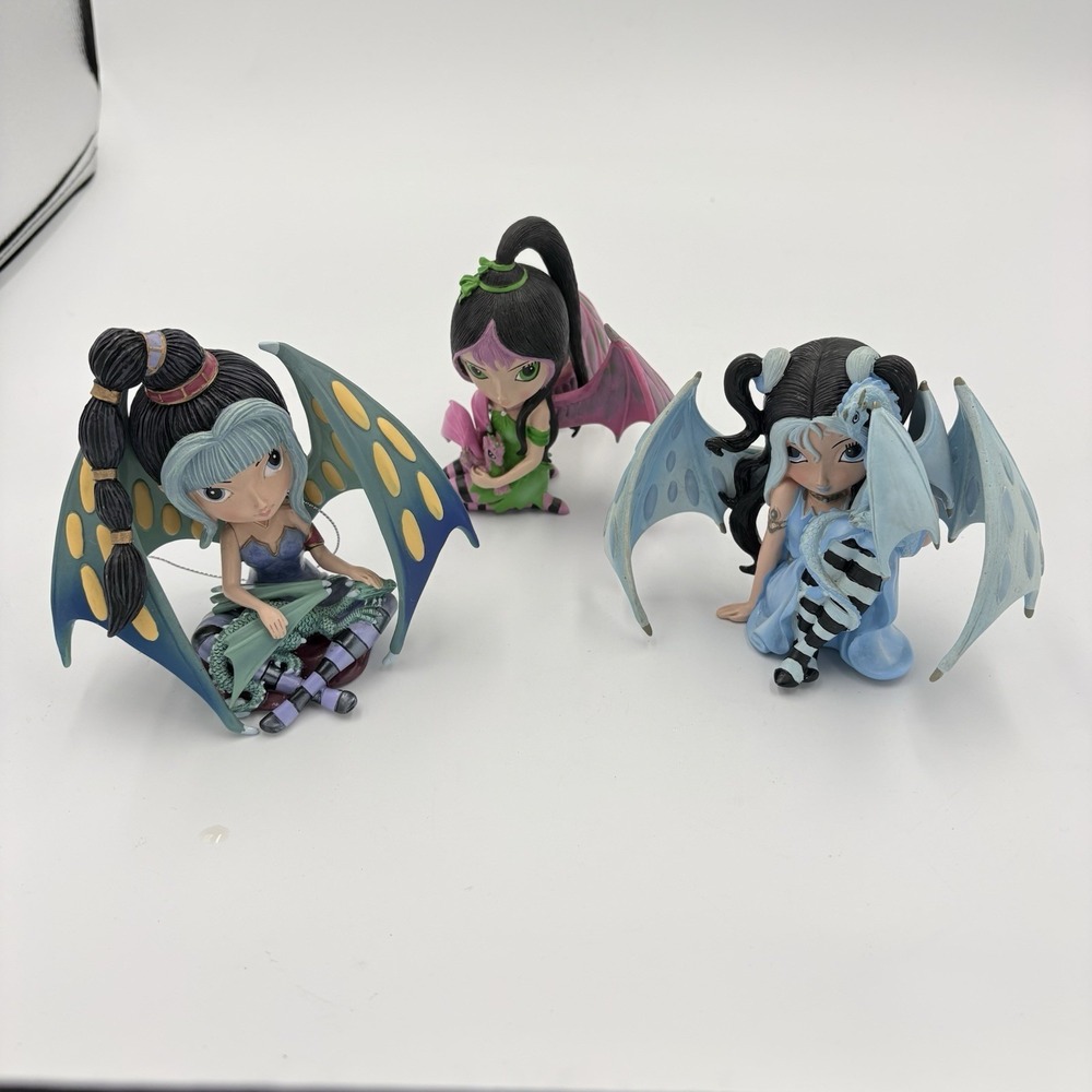 Fairy Dragonling Figures Hamilton Collection Jasmine Becket-Griffith Set/3 Read